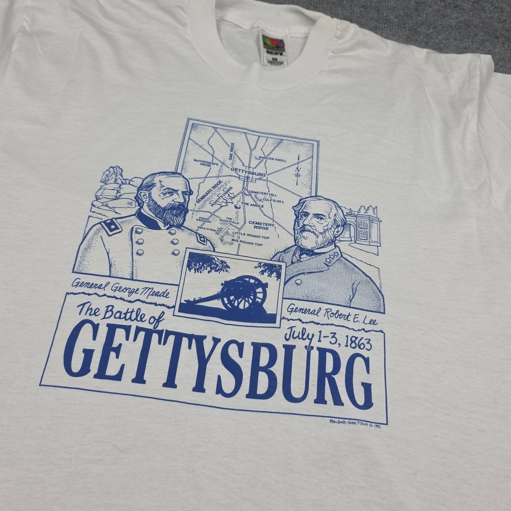 Vintage The Battle Of Gettysburg T-Shirt Men's XL White Single Stitch Graphic - Picture 2 of 13